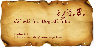 Óvári Boglárka névjegykártya
